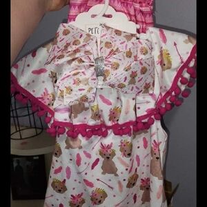 Petite Pink and White Dog SHORT Set With Matching Big Bow 4T